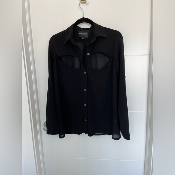 Nordstrom MinkPink Sheer Cut Out Blouse - Picture 3 of 13